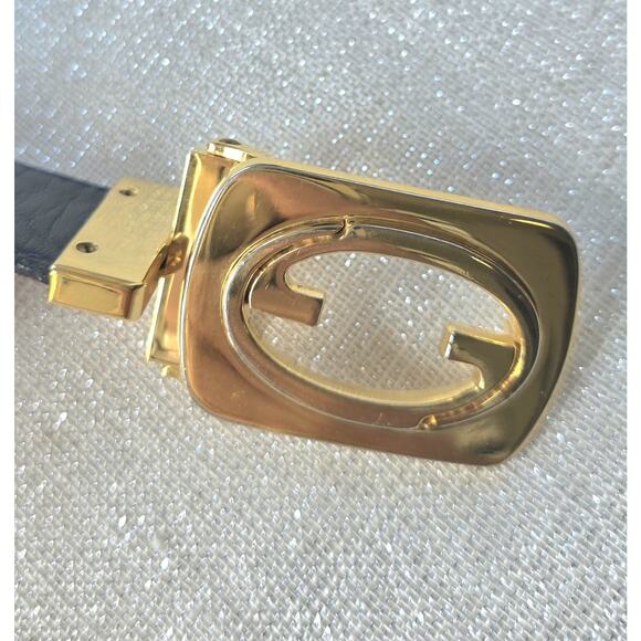 Gucci Vintage Reversible Leather Belt With Gold Tone Buckle - Picture 5 of 13